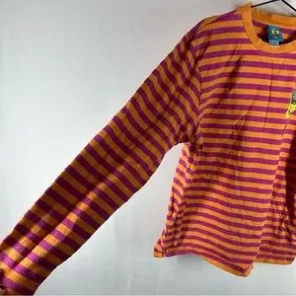 Bored Teenager Striped Skull Long Sleeve Orange L (4)